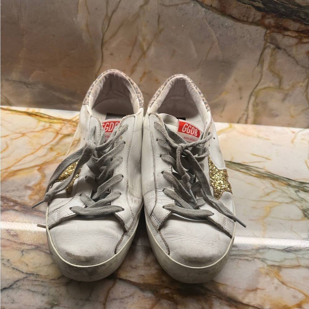 Golden Goose White Sneakers with Gold Star
